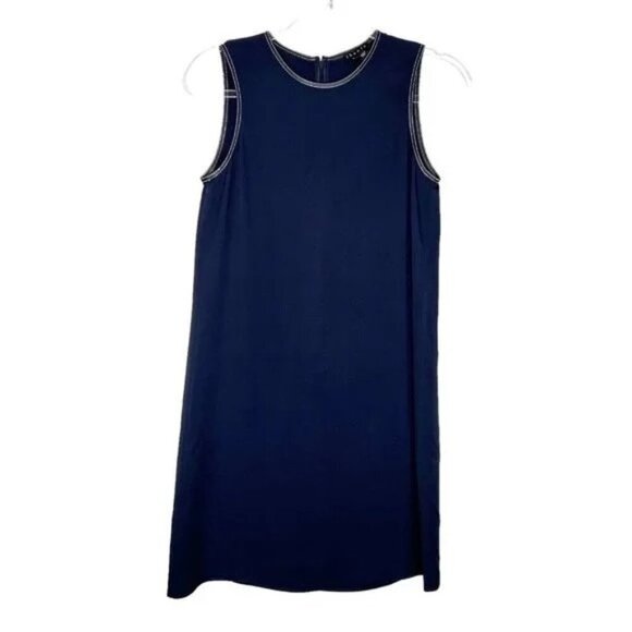 Theory Navy Silk Sleeveless Sheath Dress - Picture 2 of 6